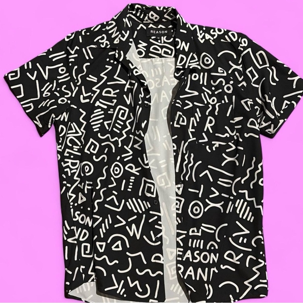 Reason Black & White with Designs Button Up